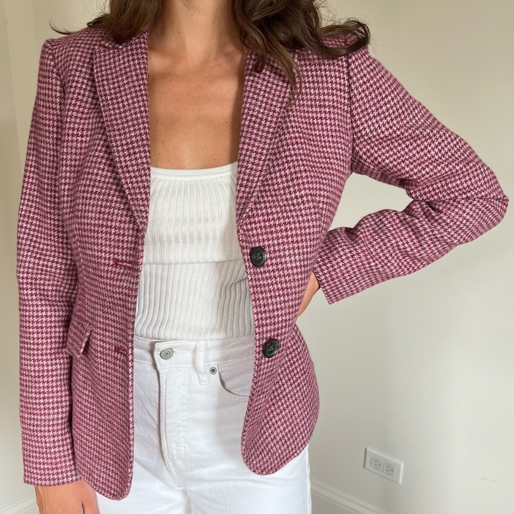 Barbie Pink Wool Houndstooth Blazer